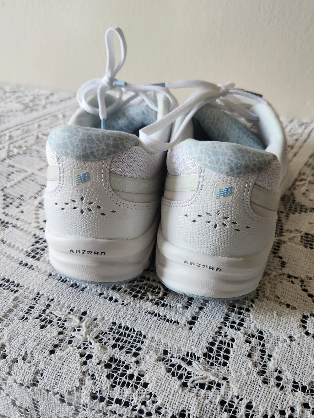 New Balance Women's White & Light Blue Walking Sneakers